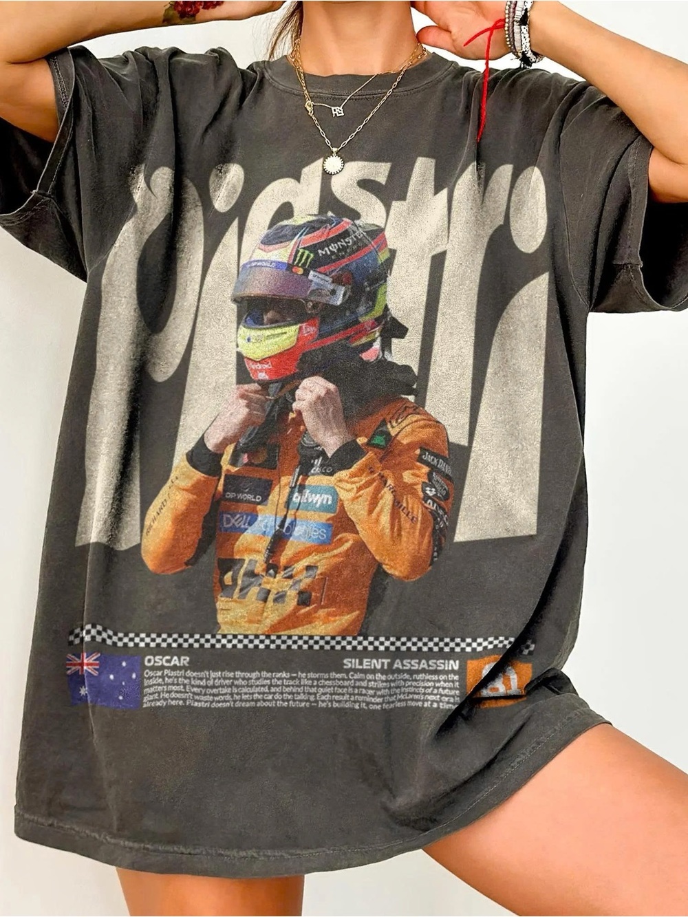 Black Graphic Racing Driver Print Short-Sleeve Tee